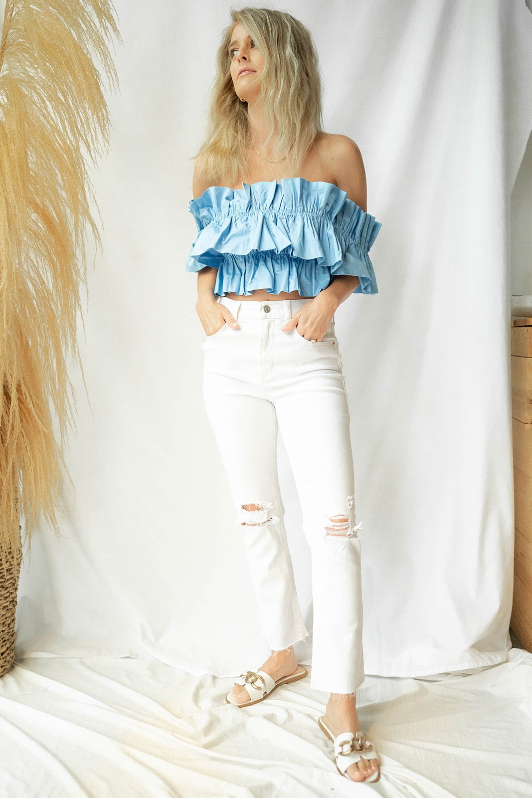 shy girl crop flare jean