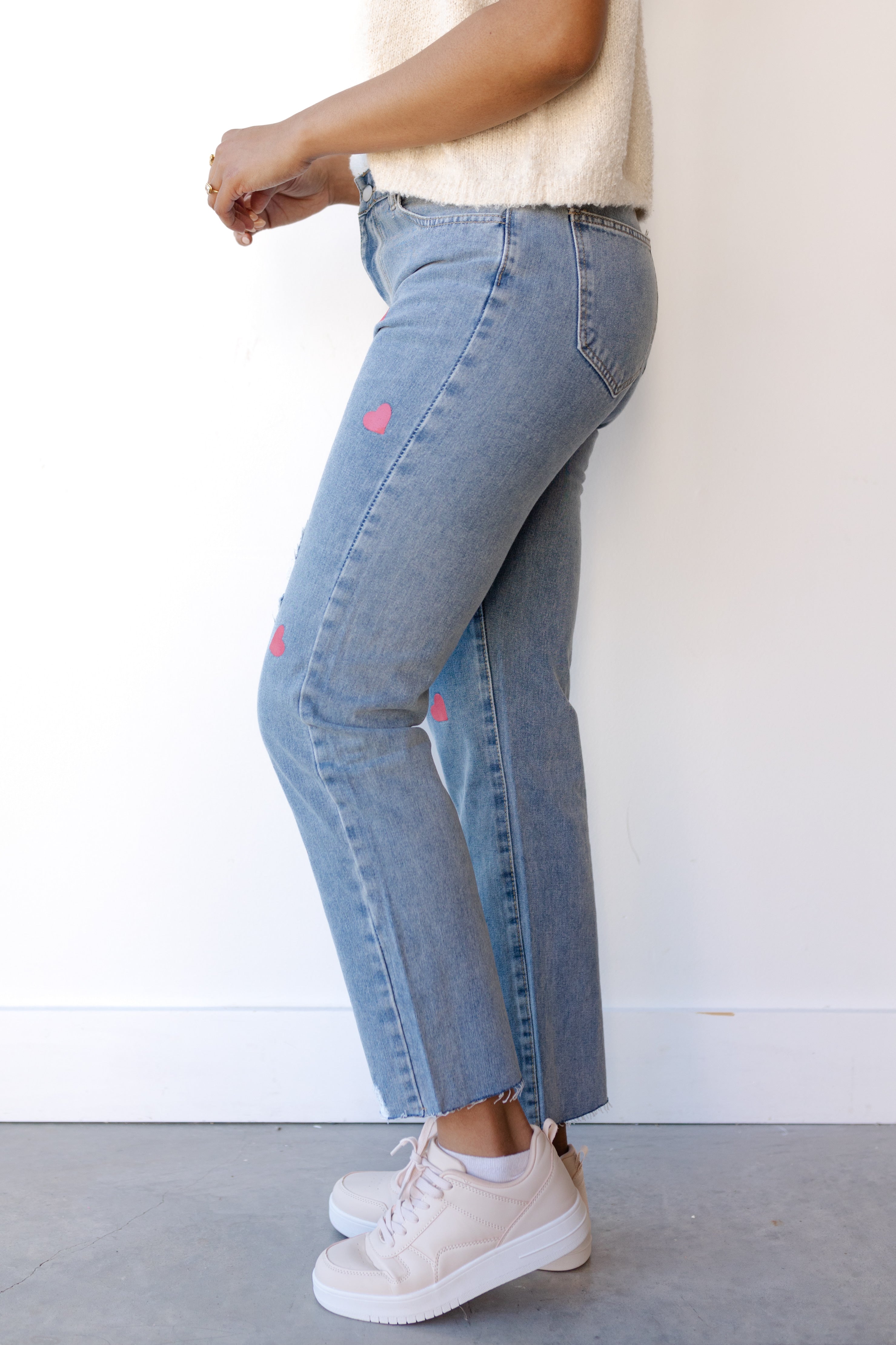heart print jeans